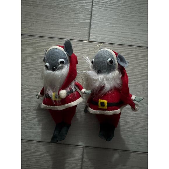Vintage JC Penny Santa Mouse Felt Christmas Ornament 4'' Japan - Picture 1 of 3
